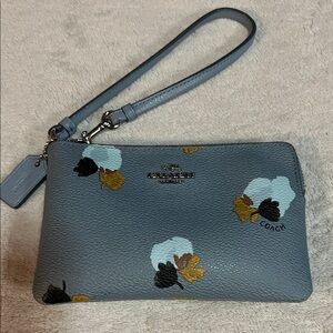 Coach Blue Floral Wristlet